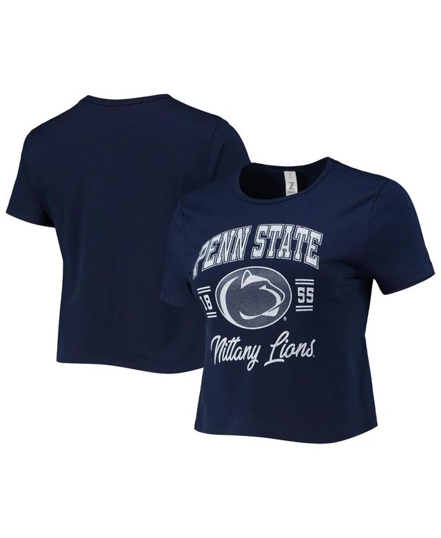 Womens ZooZatz Navy Distressed Penn State Nittany Lions Core Laurels Cropped T-shirt Product Image