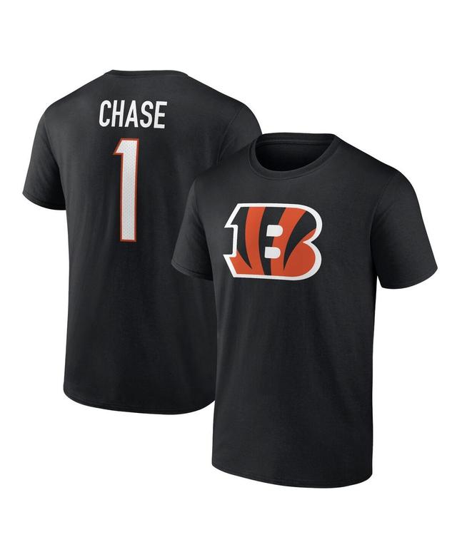 Mens Fanatics JaMarr Chase Black Cincinnati Bengals Player Icon Name and Number T-shirt Product Image