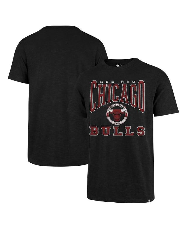 Mens 47 Brand Black Distressed Chicago Bulls All Out Scrum T-shirt Product Image