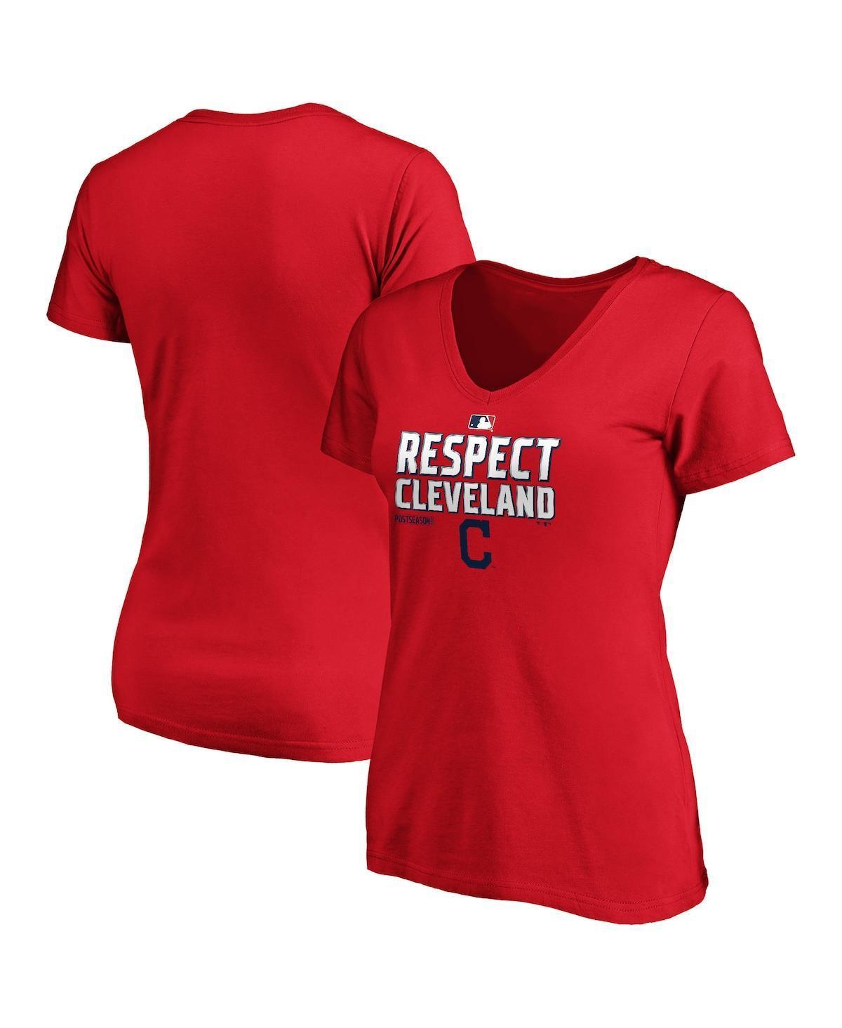 Womens Fanatics Red Cleveland Guardians 2020 Postseason Locker Room Plus Size V-Neck T-shirt Product Image