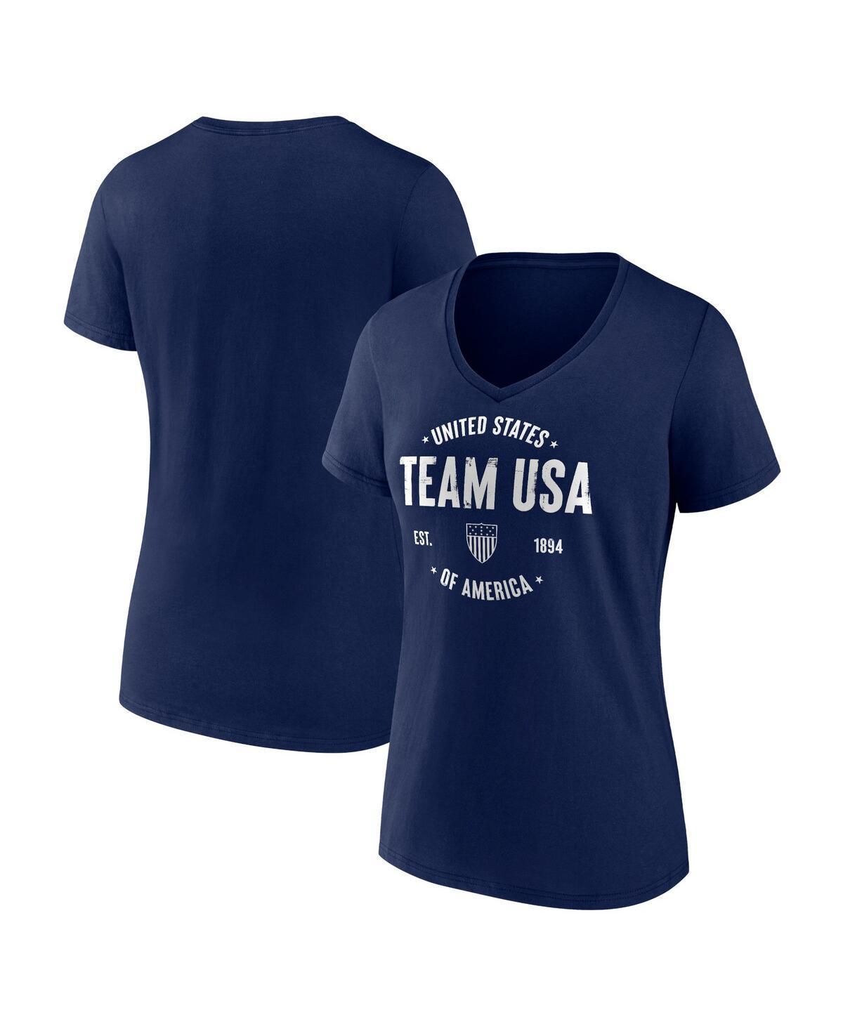 Womens Fanatics Navy Distressed Team Usa Clean Heritage V-Neck T-shirt Product Image