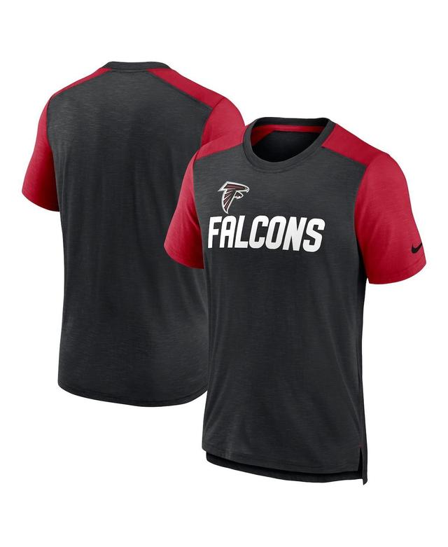 Mens Nike Heathered Black/Heathered Red Atlanta Falcons Color Block Team Name T-Shirt Product Image