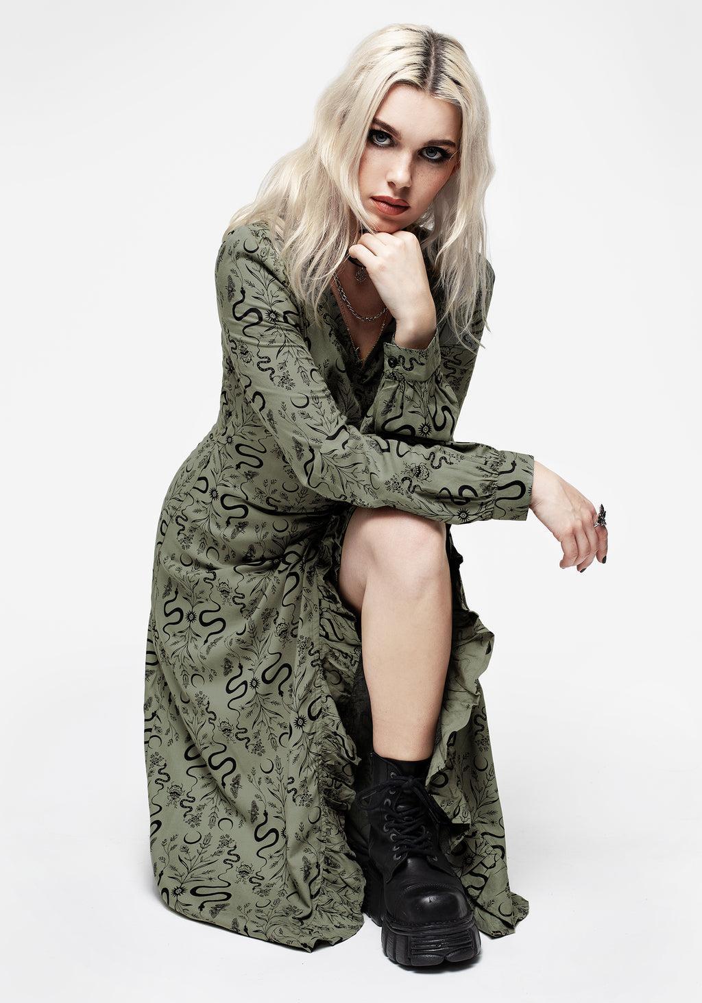 Dominion Snake Print Midi Wrap Dress Product Image