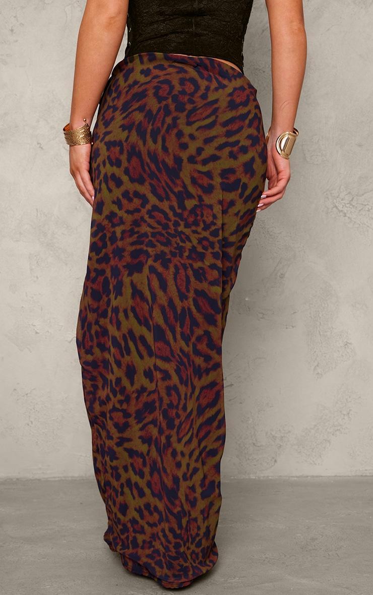 Leopard Printed Chiffon Maxi Skirt Product Image