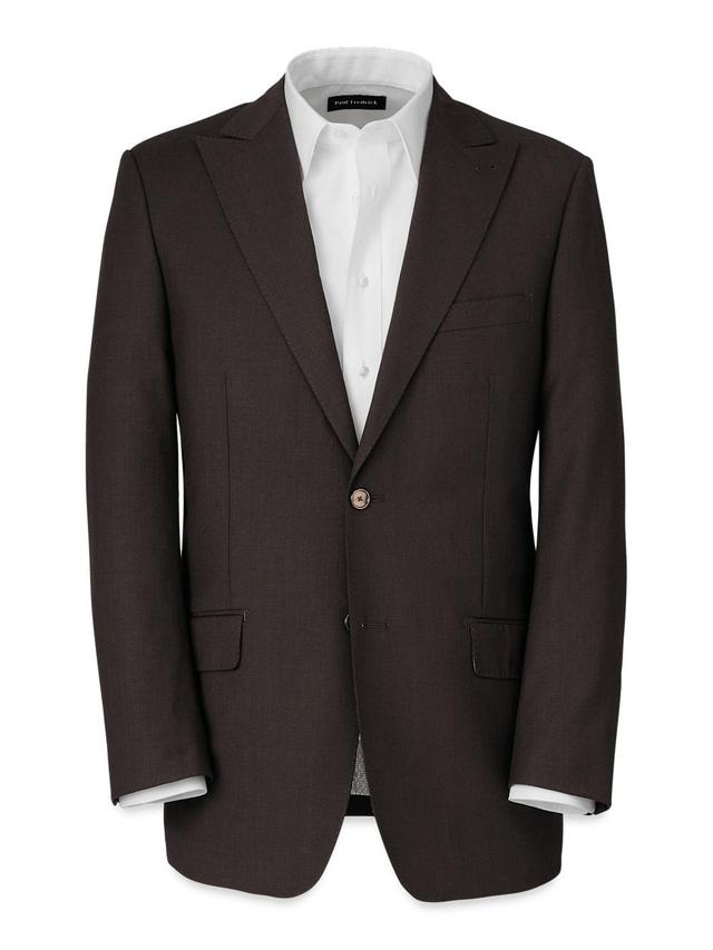 Wool Stretch Bengaline Peak Lapel Suit Jacket - Dark Brown Product Image