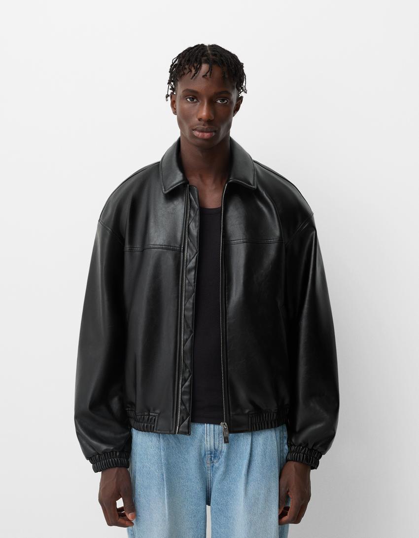 Faux leather oversize jacket Product Image