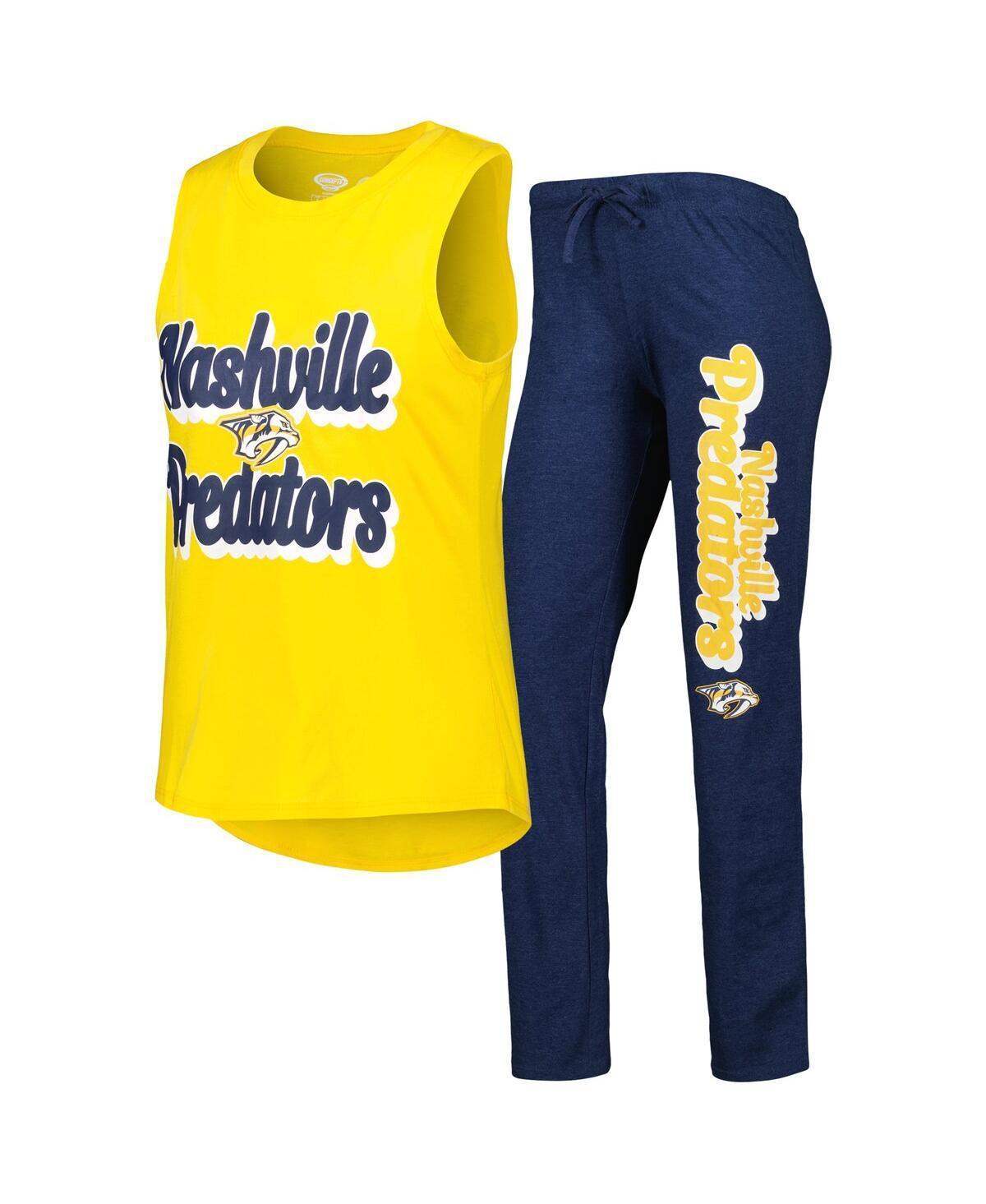 Womens Concepts Sport Gold Nashville Predators Meter Muscle Tank Top and Pants Sleep Set - Gold Product Image