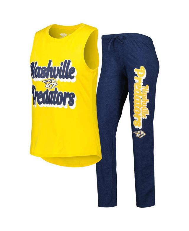 Womens Concepts Sport Gold Nashville Predators Meter Muscle Tank Top and Pants Sleep Set - Gold Product Image