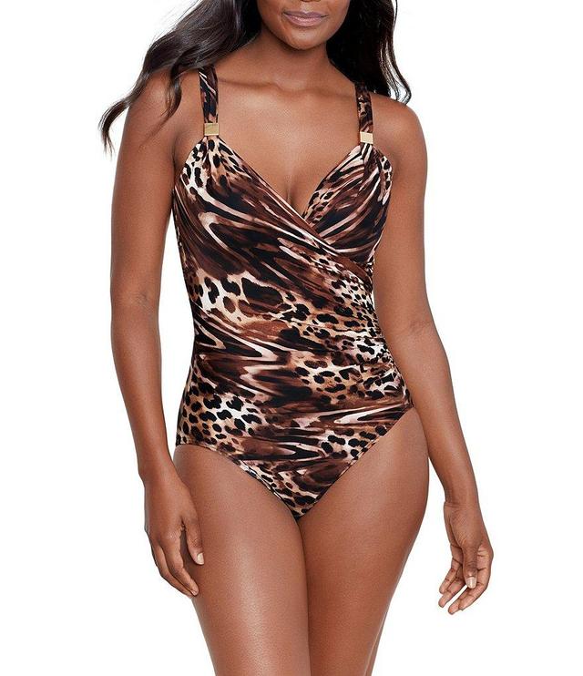 Miraclesuit Ocicat Siren Animal Print Surplice V-Neck Underwire Shaping One Piece Swimsuit Product Image