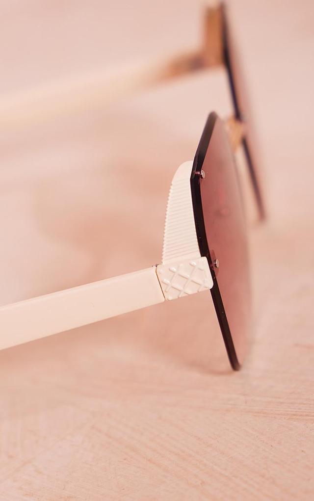 Beige Oversized Square Lens Sunglasses Product Image