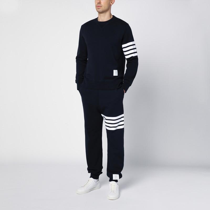 Navy Blue Cotton Jogging Trousers In Black Product Image