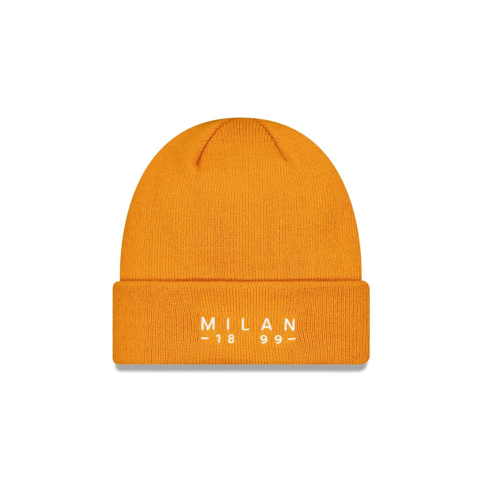 AC Milan Seasonal Orange Wordmark Cuff Knit Hat Male Product Image