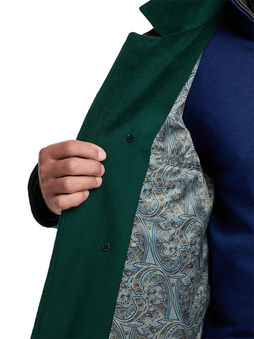 Wool Double Breasted Carcoat - Dark Green Product Image