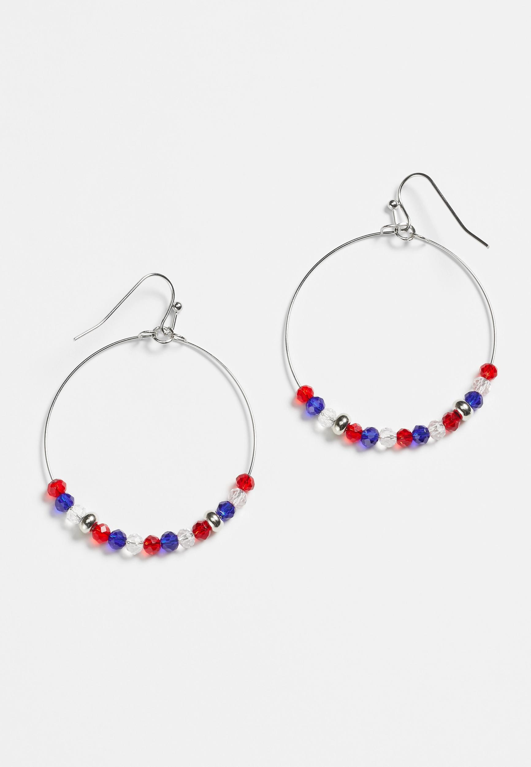 Americana Beaded Hoop Earrings Product Image