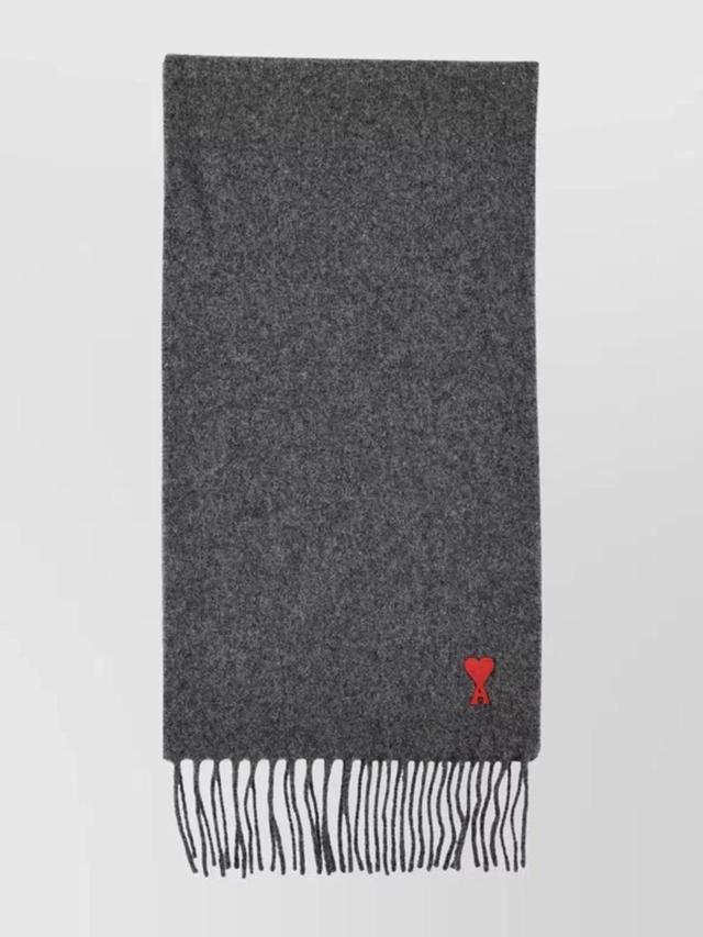 Folded Edge Fringe Detail Scarf In Gray Product Image