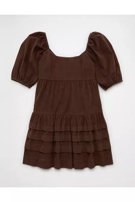 AE Corduroy Puff Sleeve Babydoll Mini Dress Womens Product Image