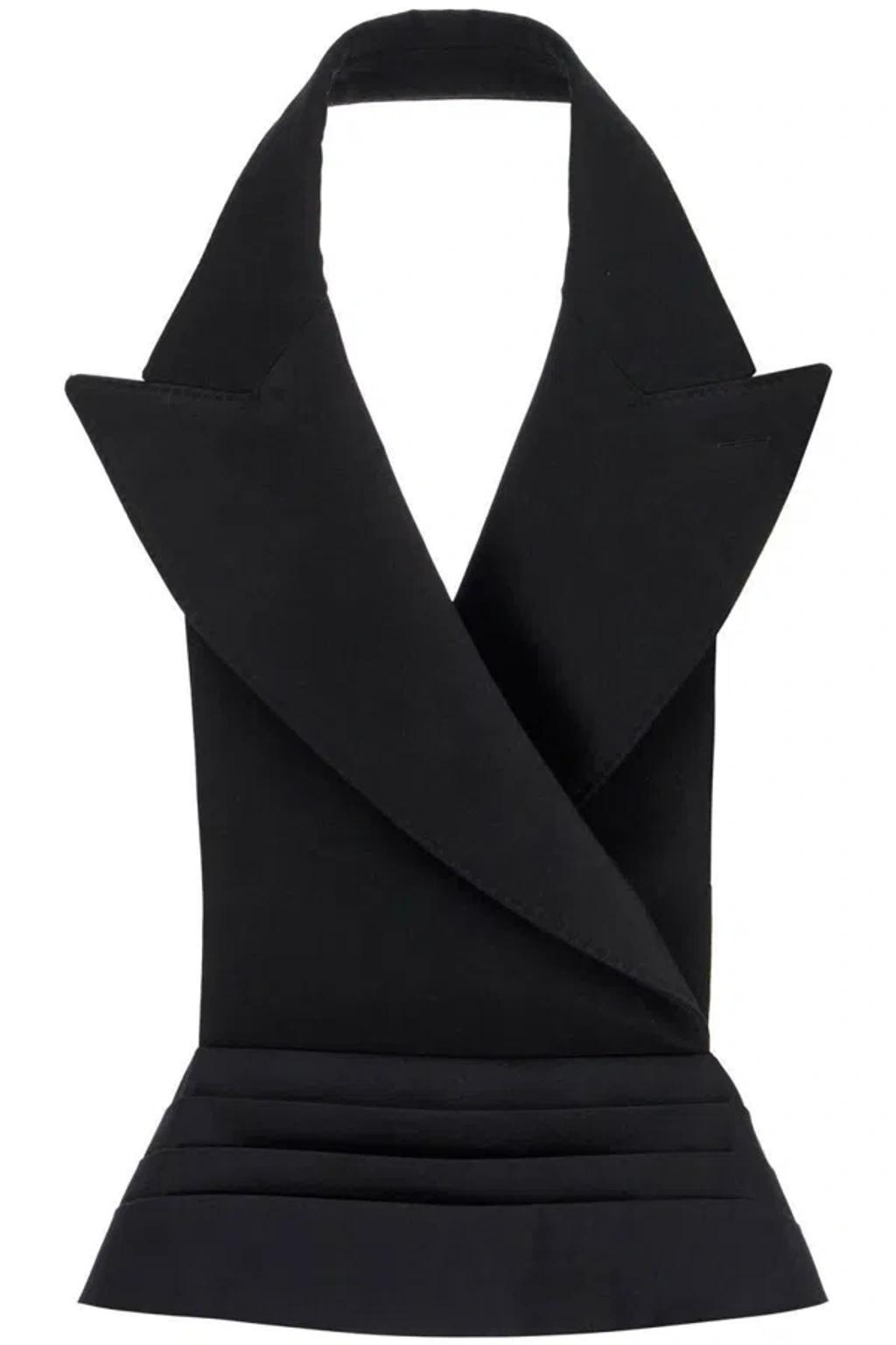 DOLCE & GABBANA Open-back Wool And Silk Blend Vest In Black product image