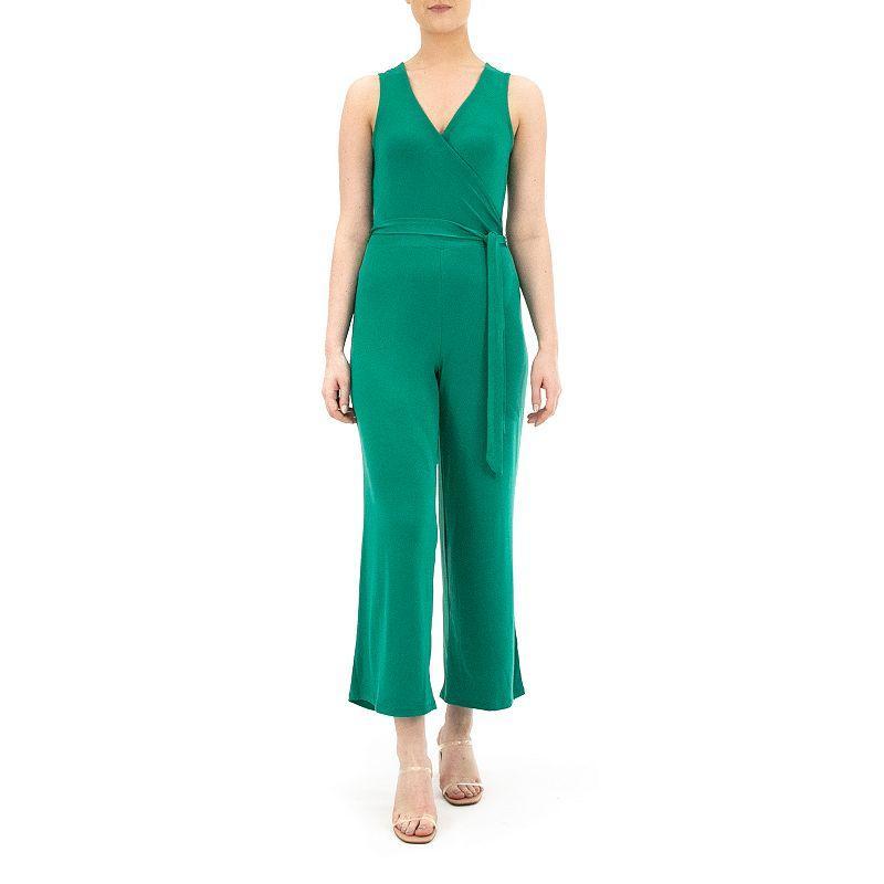 Womens Nina Leonard Surplice Wide-Leg Jumpsuit Product Image