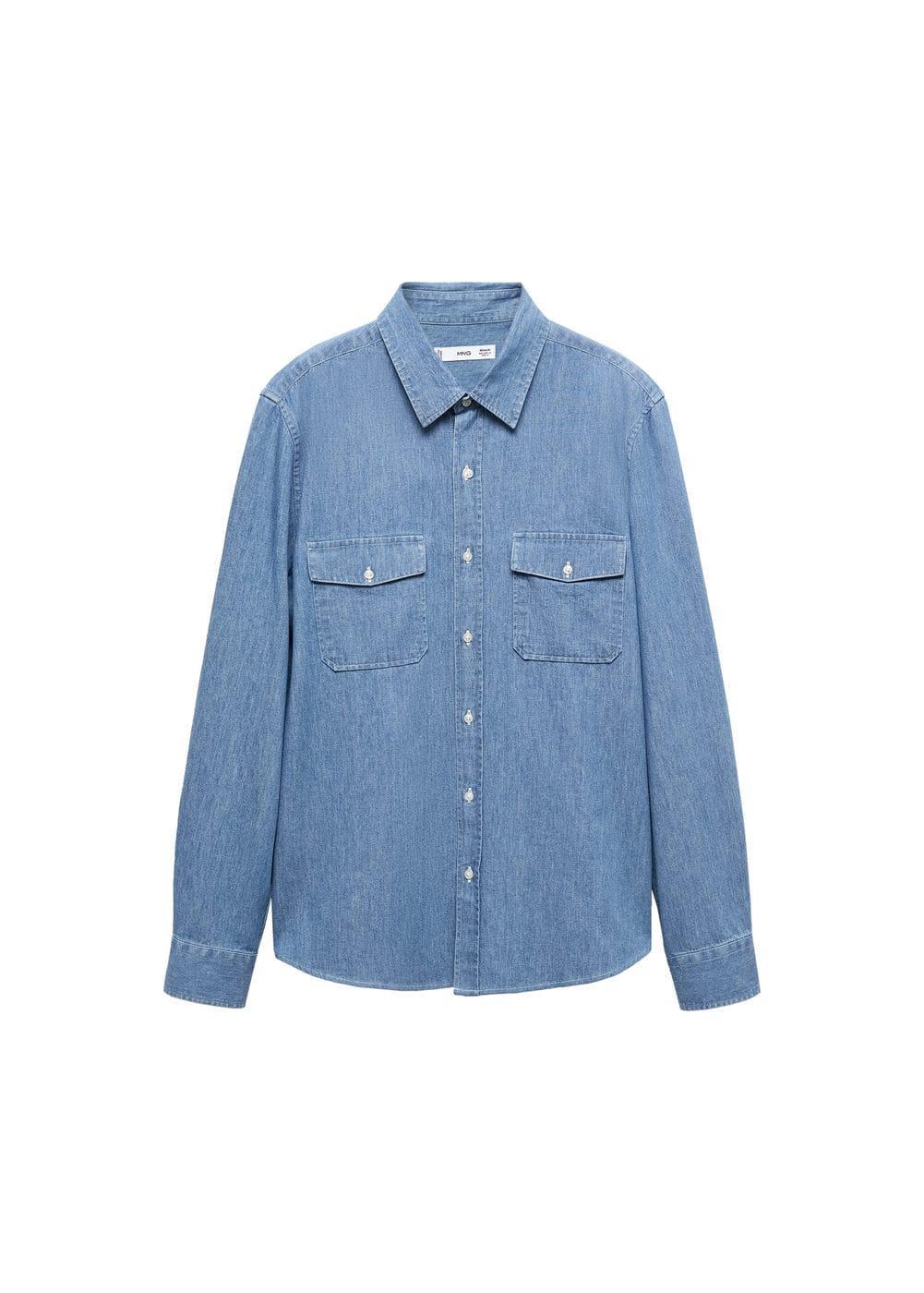 MANGO MAN - Denim overshirt with pockets light blueMen Product Image