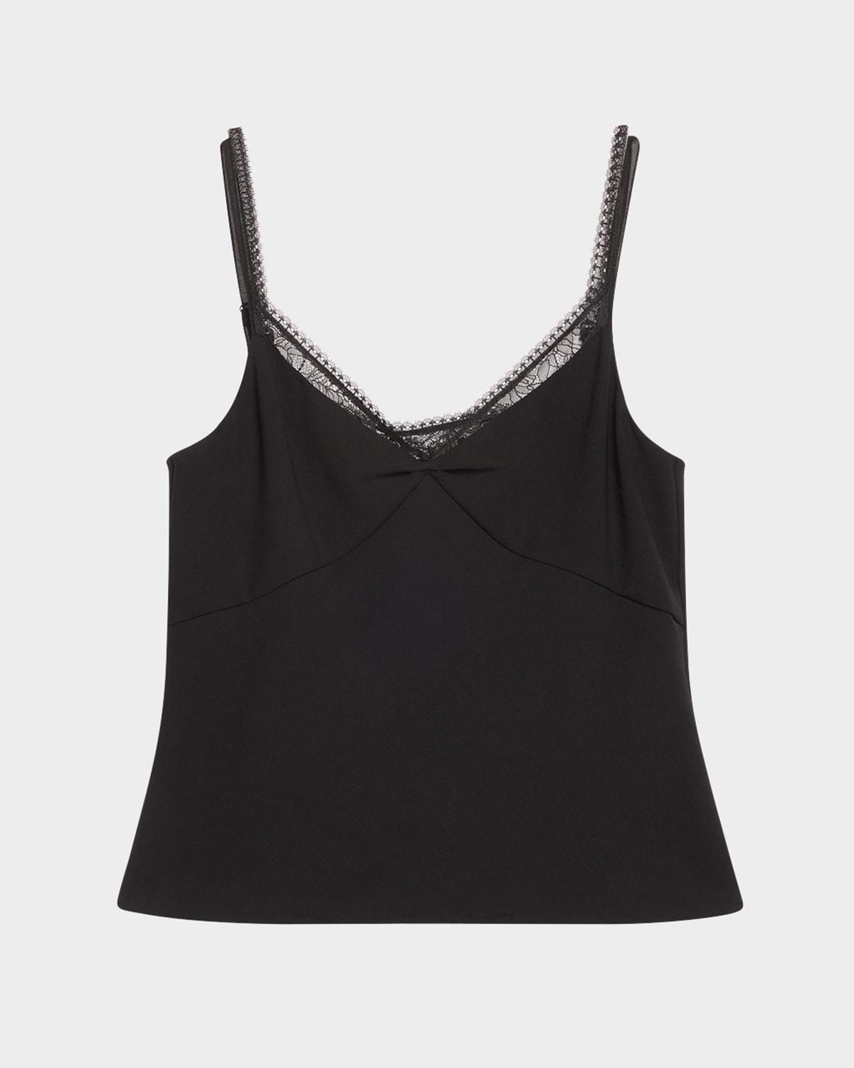 Lace-trim V-neck Cami In Schwarz Product Image