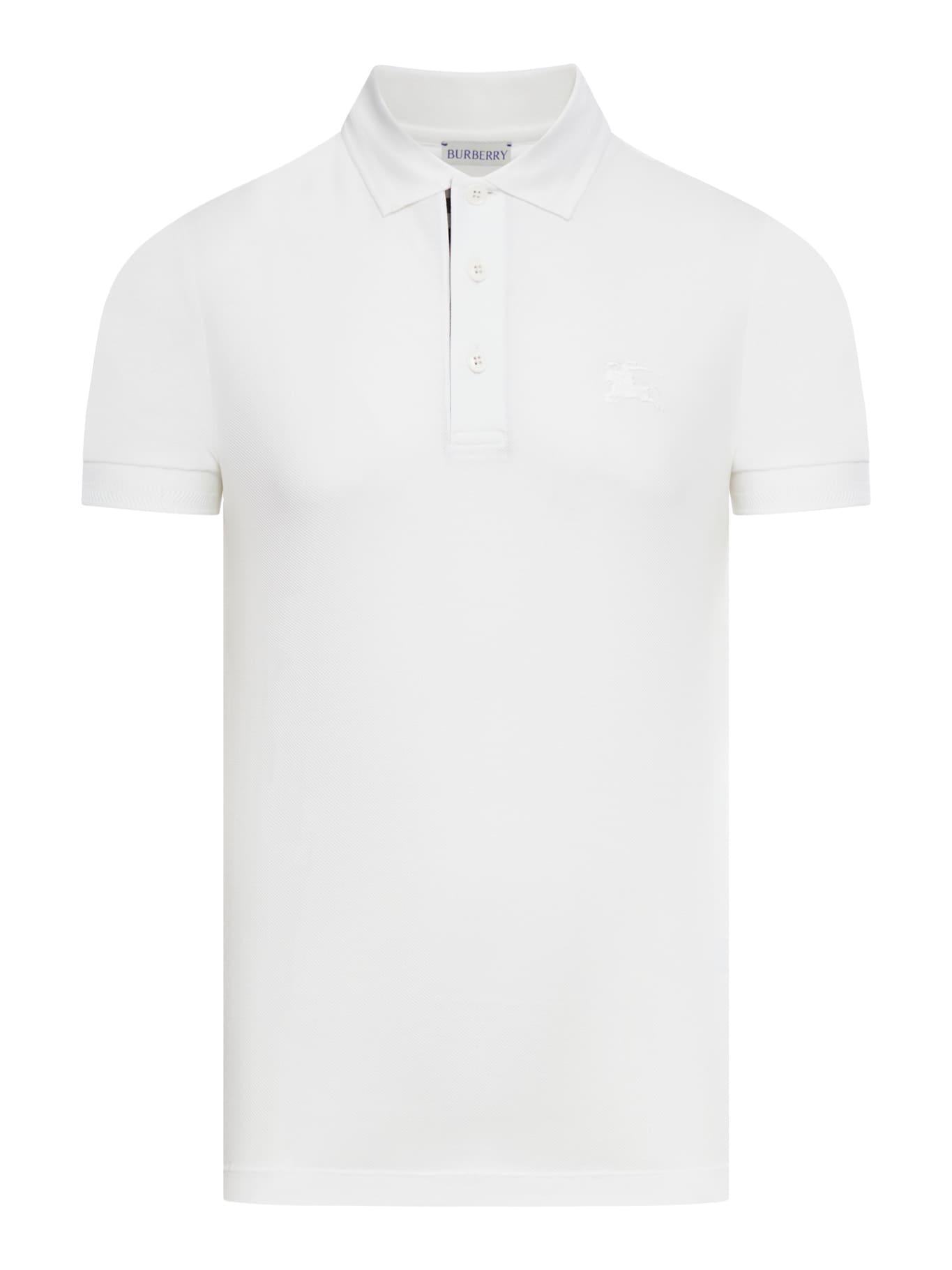 BURBERRY Cotton Polo In White Product Image