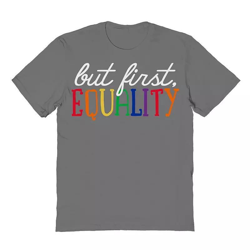 Mens COLAB89 by Threadless But First Equality Pride Graphic Tee Grey Product Image