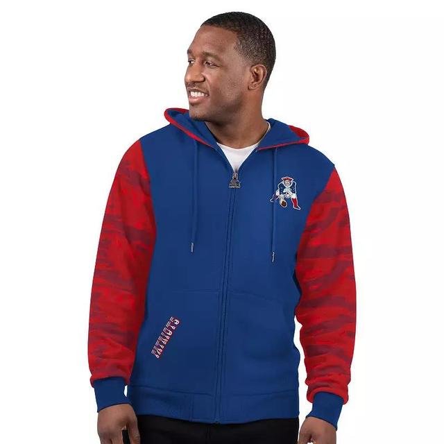 Mens Starter New England Patriots Thursday Night Gridiron Vintage Logo Full-Zip Hoodie Blue Product Image