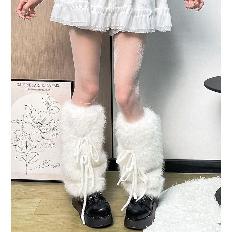 Bow Fluffy Leg Warmers (Various Designs) Product Image