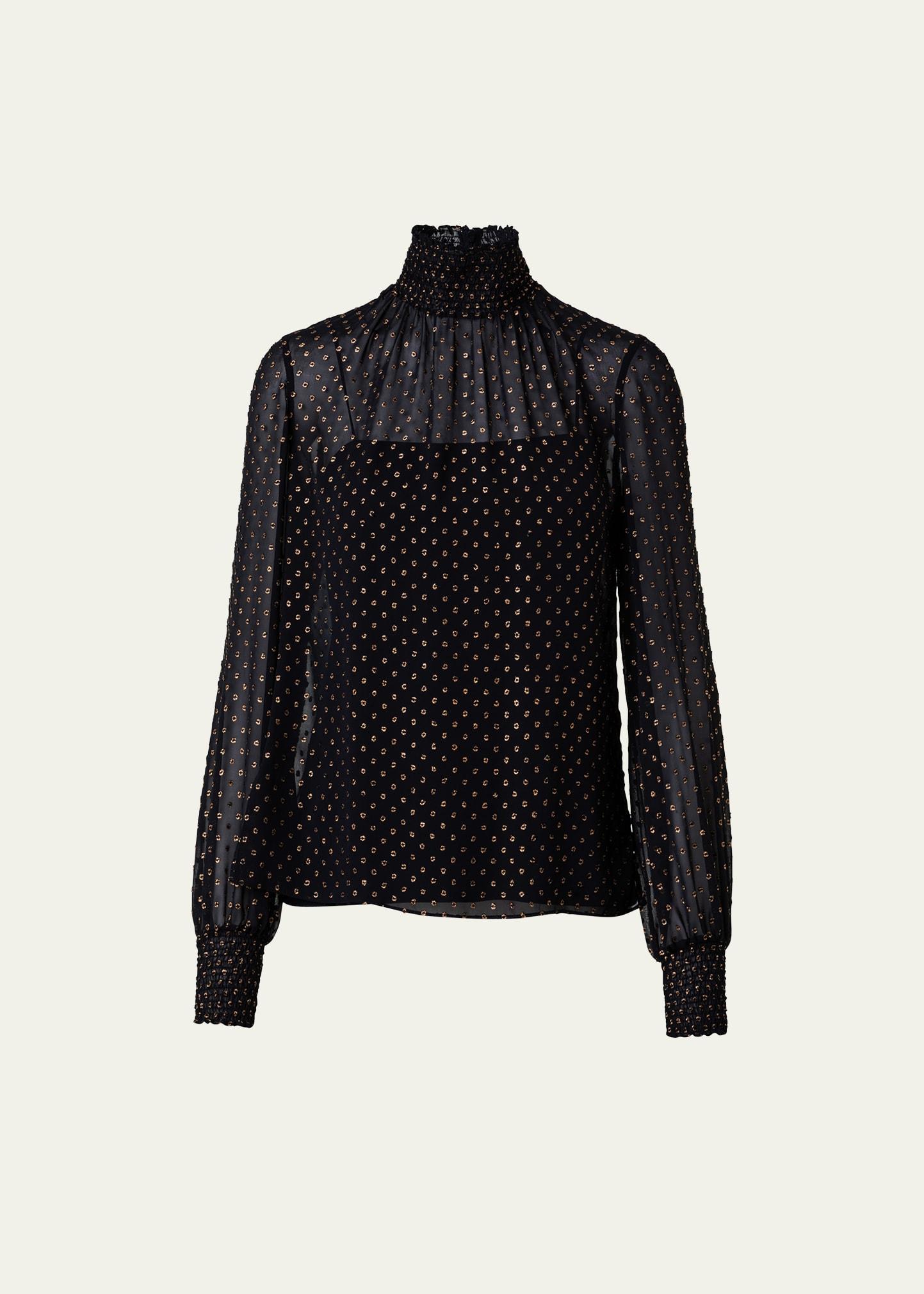 Womens Polka Dot Georgette Blouse Product Image