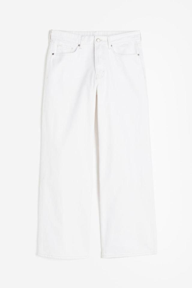 H & M - Curvy Fit Wide Regular Jeans - White Product Image