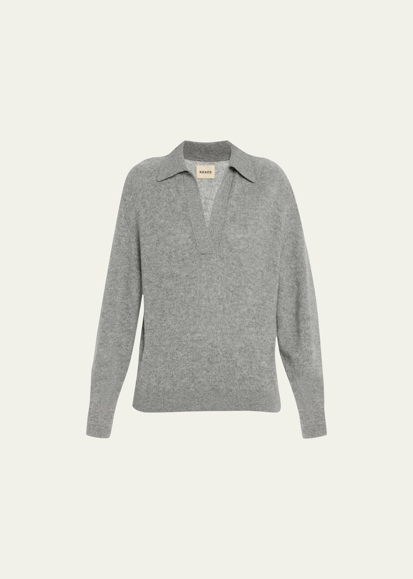 Khaite Jo Stretch Cashmere Polo Sweater Product Image