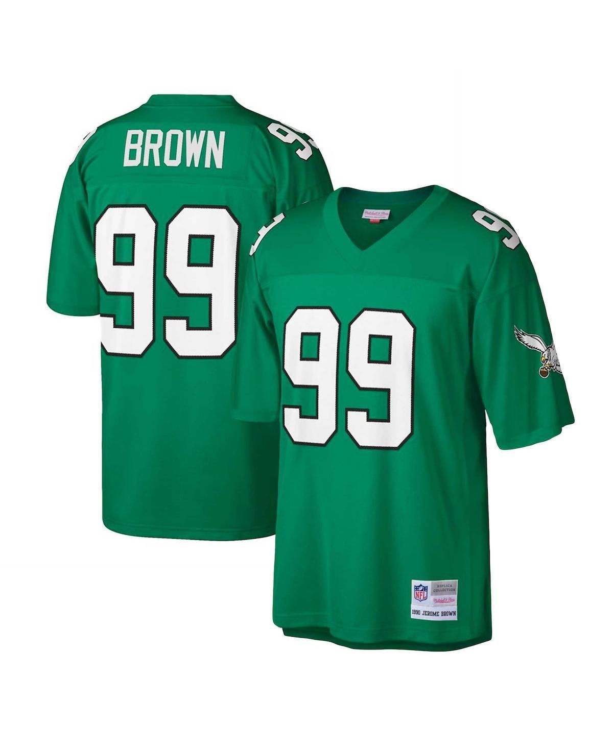 Mens Mitchell & Ness Jerome Brown Kelly Philadelphia Eagles Big & Tall 1990 Retired Player Replica Jersey Product Image