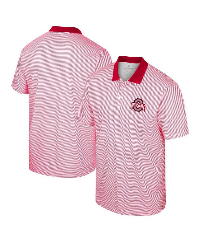 Mens Colosseum White/Scarlet Ohio State Buckeyes Print Stripe Polo Product Image