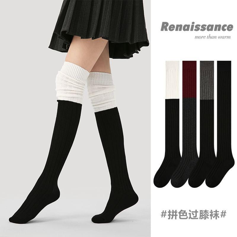 Color Block Over The Knee Socks Product Image