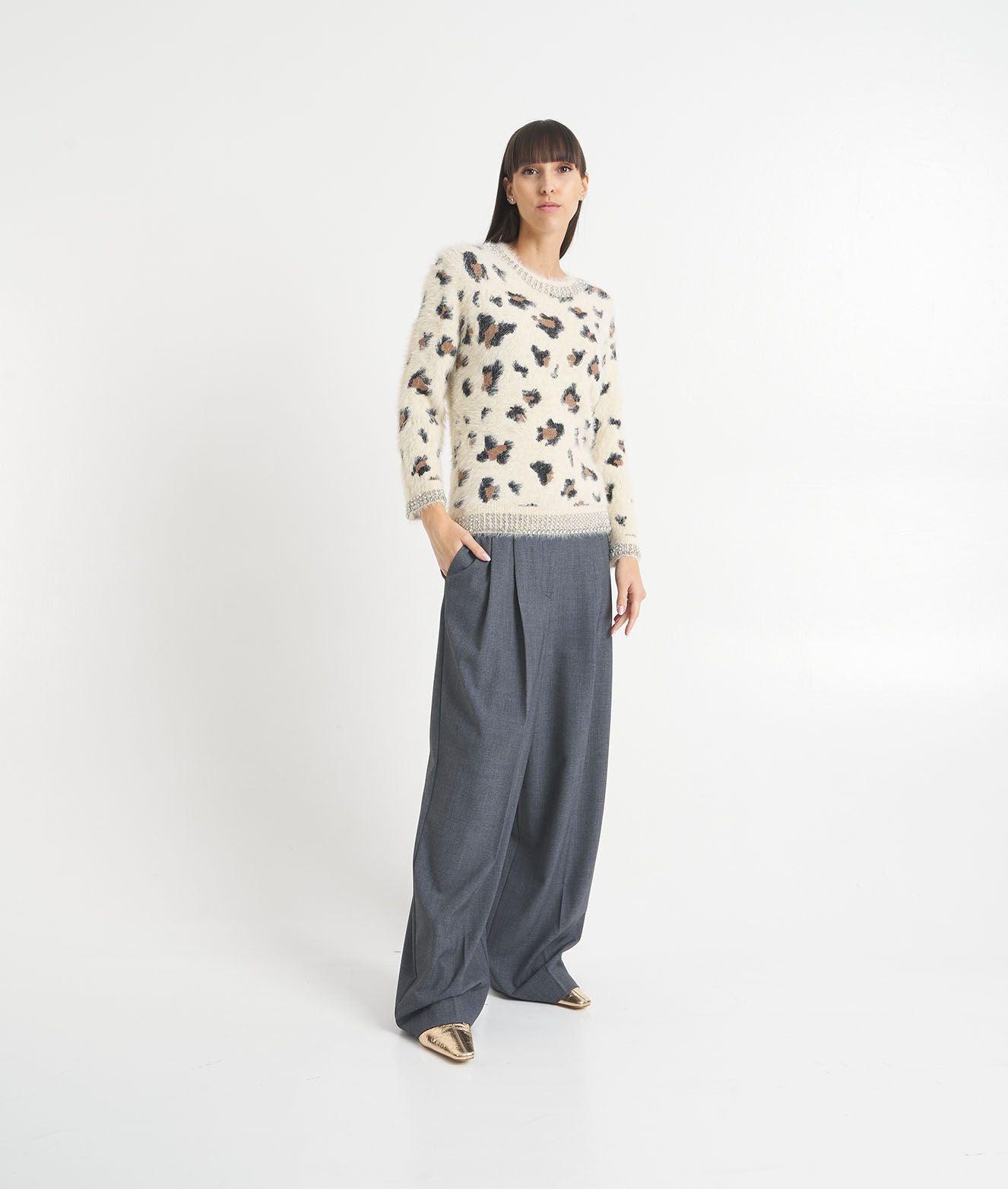 Animal print sweater with strass product image