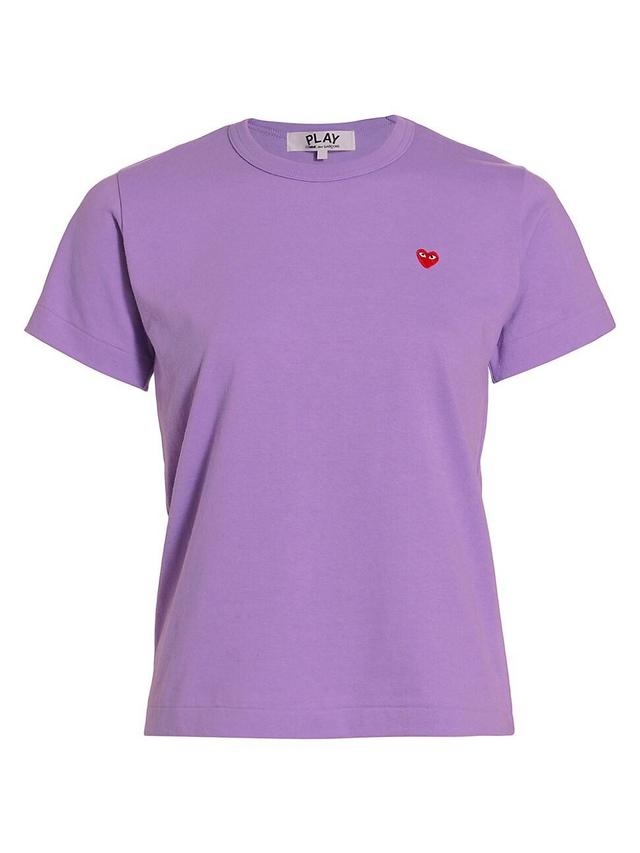 Womens Short-Sleeve Heart-Patch T-Shirt Product Image