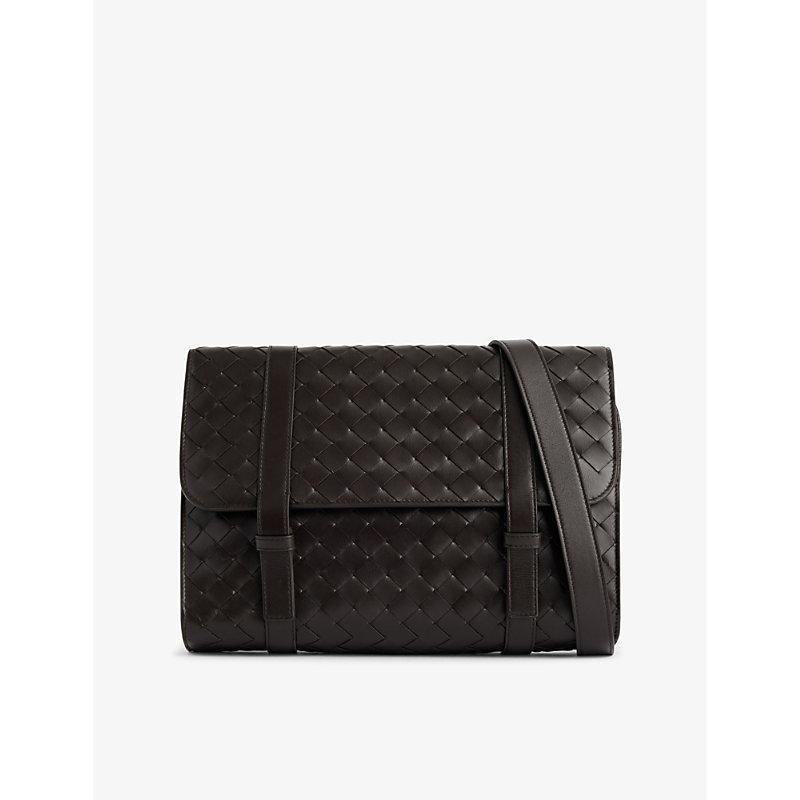 BOTTEGA VENETA Mens  Flap Leather Cross-body Bag In Fondant-silver Product Image