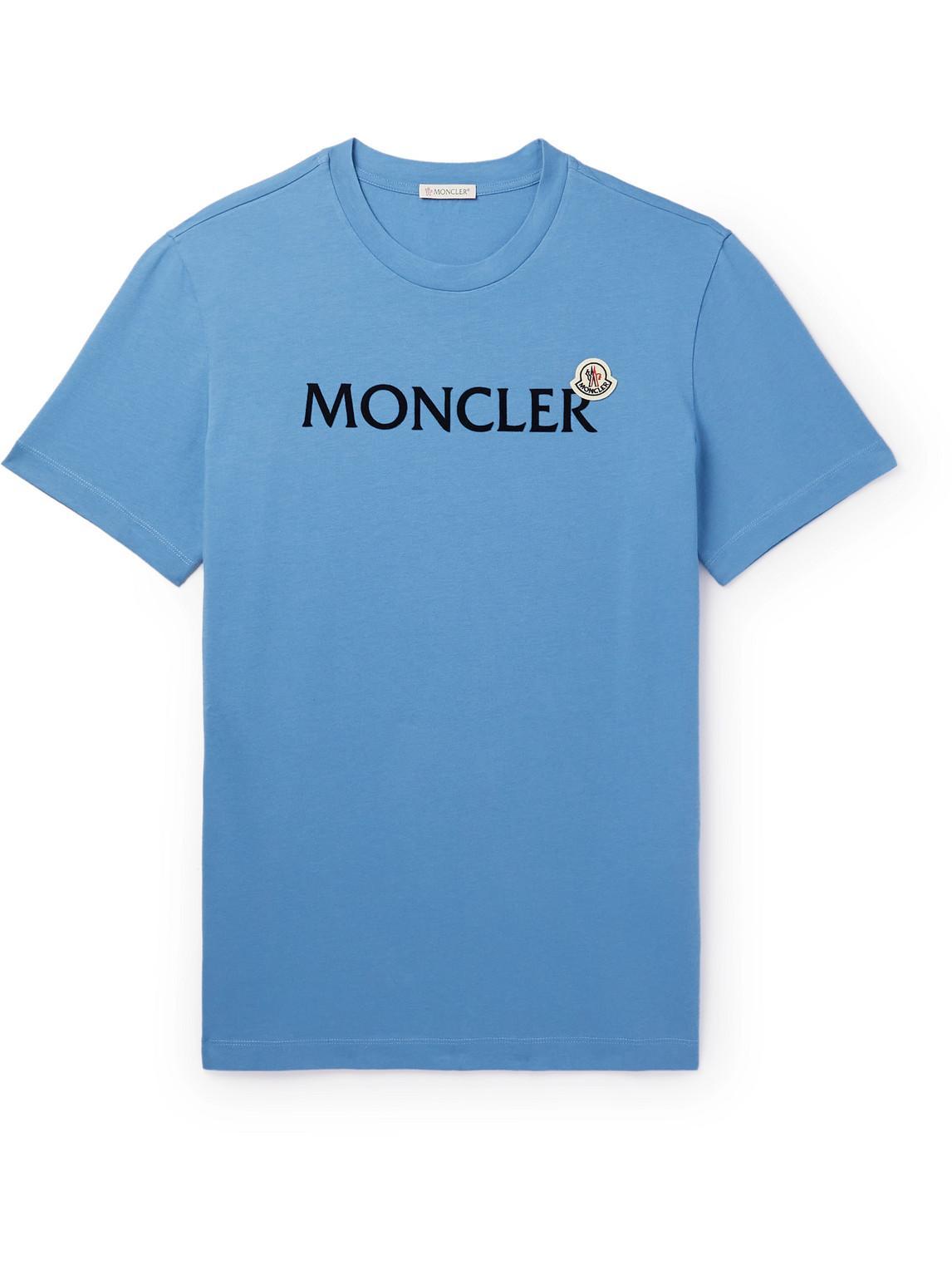 MONCLER Blue Flocked T-shirt Product Image