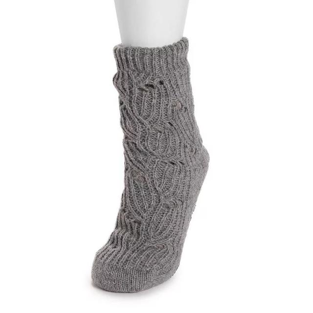 Womens MUK LUKS Faux Sherpa Lined Pointelle Knit Socks White Product Image