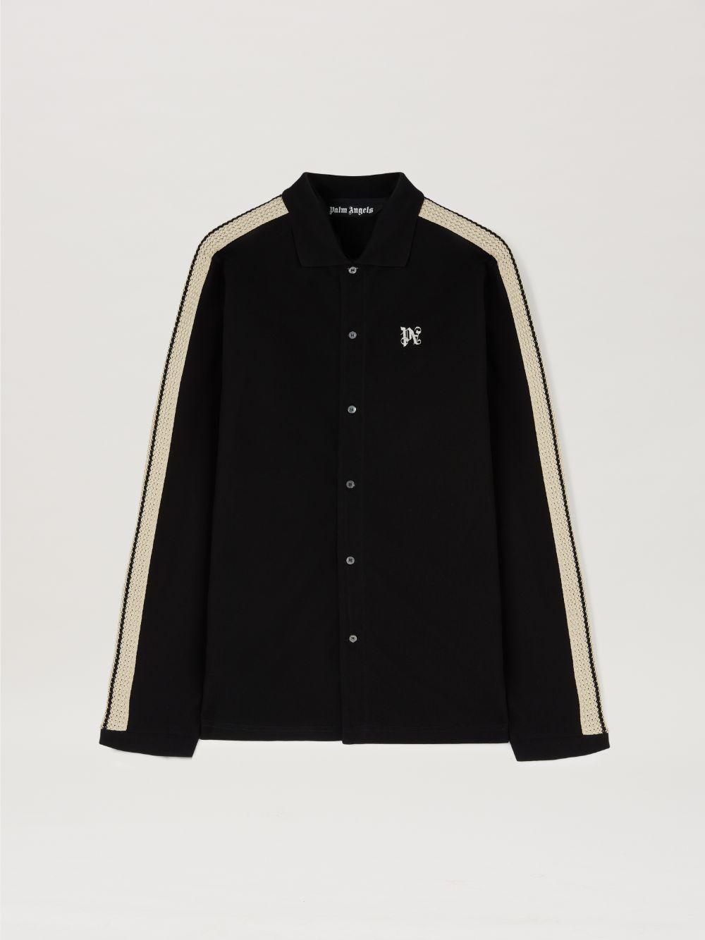 Monogram Piquet Track Shirt in black  - Palm Angels® Official  Product Image