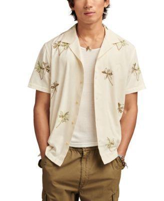 Palm Tree Embroidered Short Sleeve Camp Collar Shirt Product Image