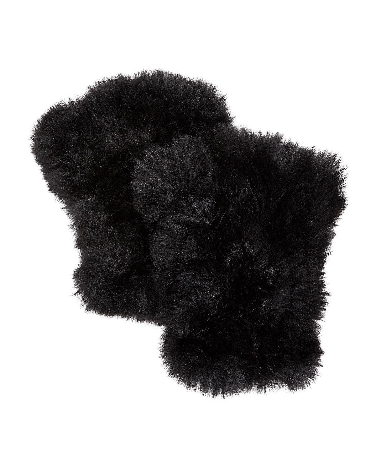 Faux Fur Knitted Fingerless Mittens Product Image