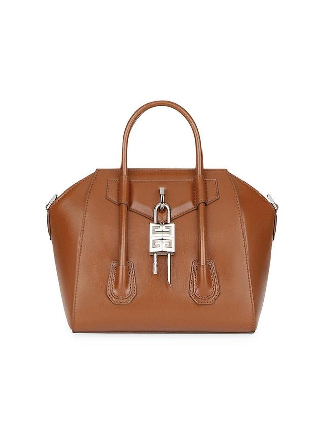 Womens Mini Antigona Lock Leather Satchel Product Image