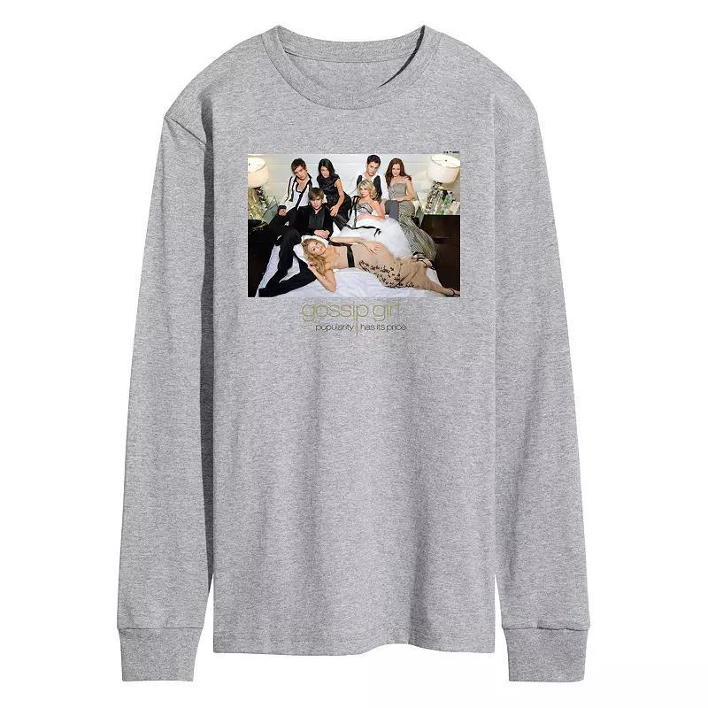 Mens Gossip Girl Long Sleeve Graphic Tee Grey Gray Product Image