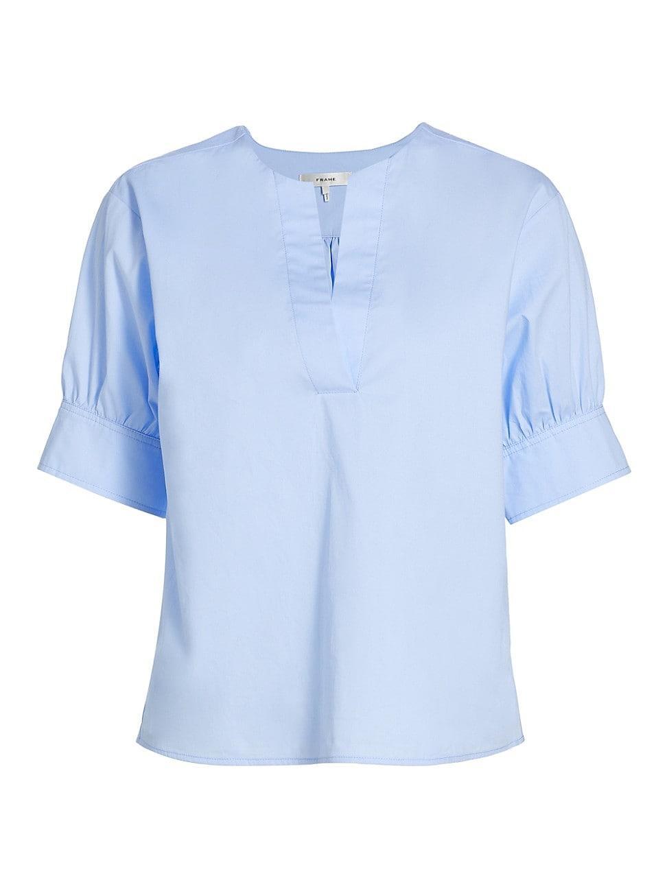 Womens Cotton-Blend V-Neck Blouse Product Image