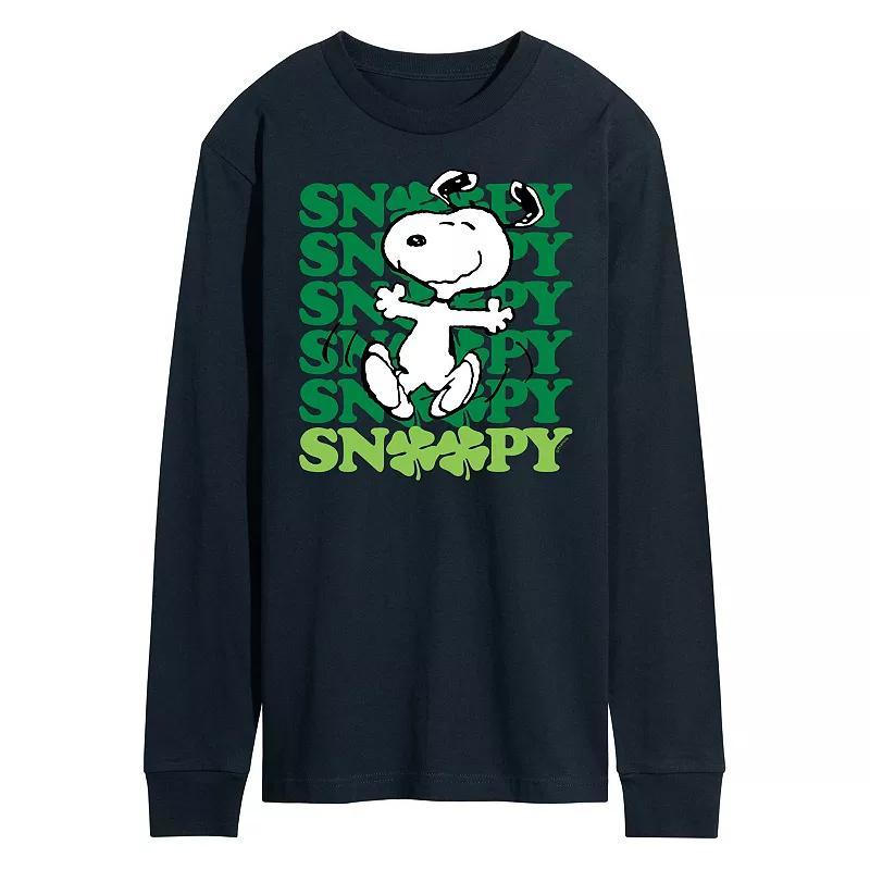 Mens Peanuts Snoopy Clover Dance Long Sleeve Tee Blue Product Image