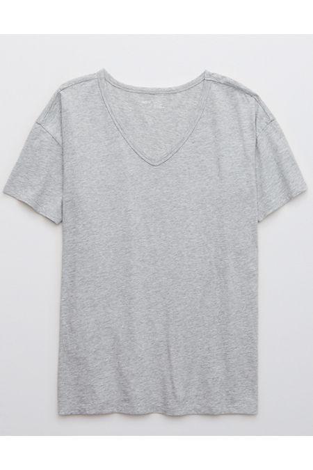 Aerie Distressed Basic V-Neck Boyfriend T-Shirt Women's Product Image