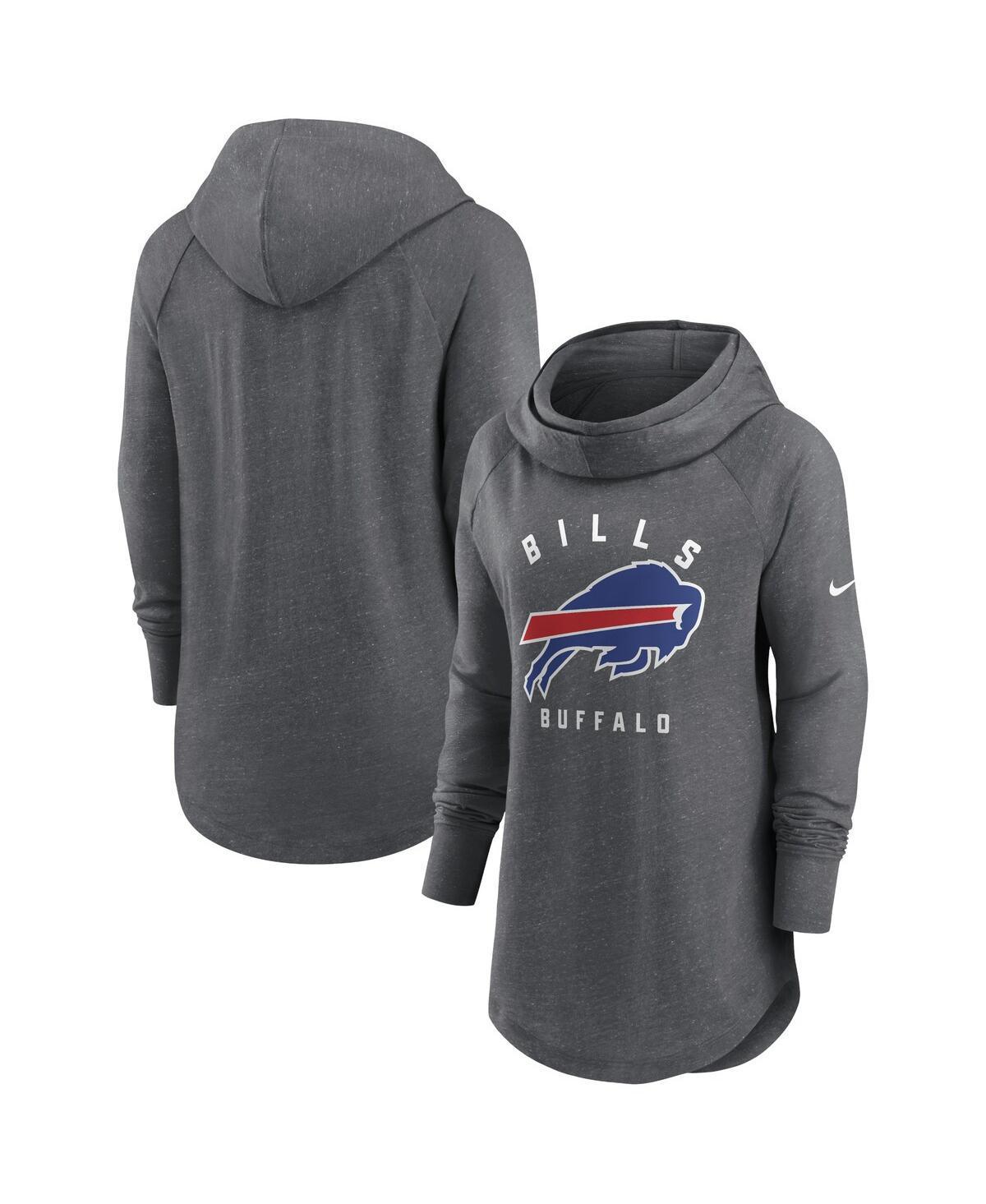 Womens Nike Heather Charcoal Buffalo Bills Raglan Funnel Neck Pullover Hoodie Product Image