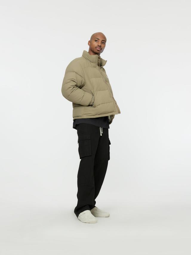 Contrast Sleeve Puffer Jacket (Khaki/Orange) Product Image