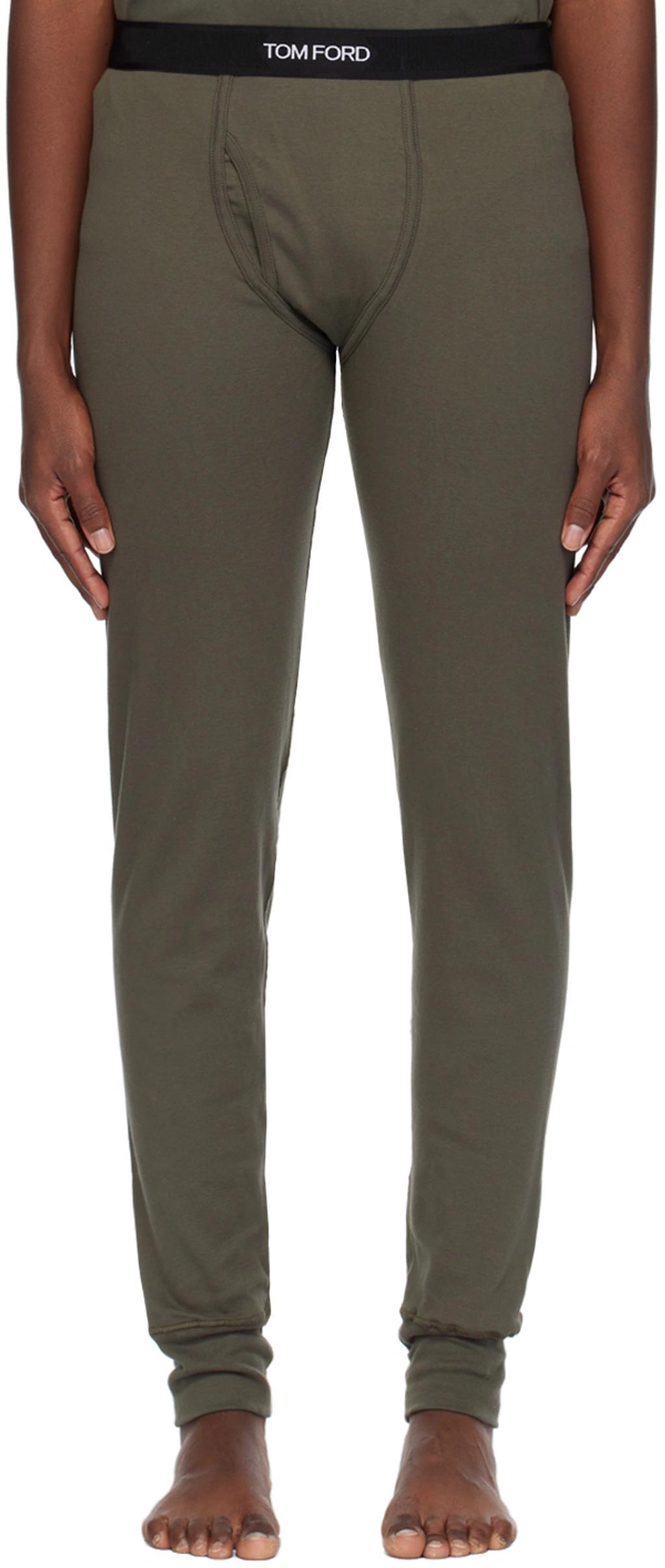 Khaki Jacquard Long Johns In 302 Military Green Product Image